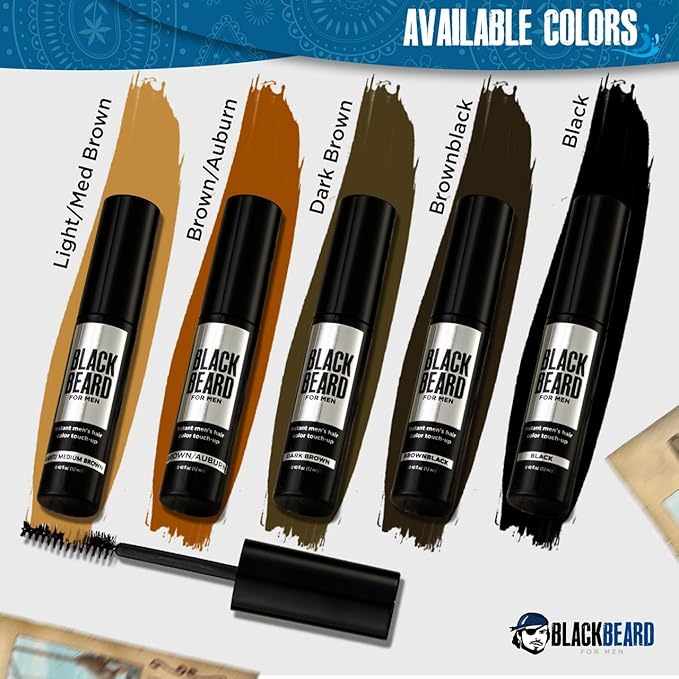 Blackbeard for Men Beard Color – 1-Day Beard, Mustache, Eyebrow, Sideburns Color – Temporary Facial Hair Tint - Hypoallergenic Beard Dye Alternative – Up to 45 applications– Light/Medium Brown, 1 Pack