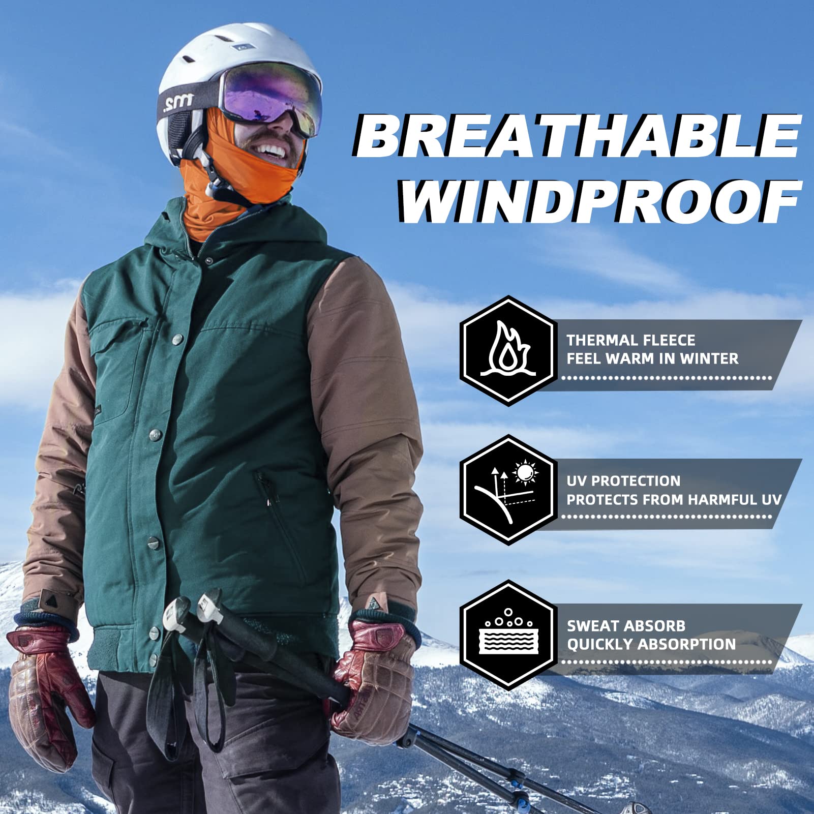 ROCKBROS Windproof Thermal Balaclava Ski Mask for Men and Women Cycling