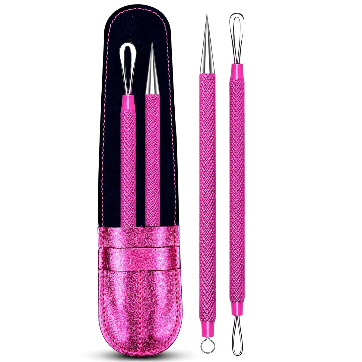 2Pcs Stainless Steel Pimple Extractor Acne Tool Surgical Blackhead Remover