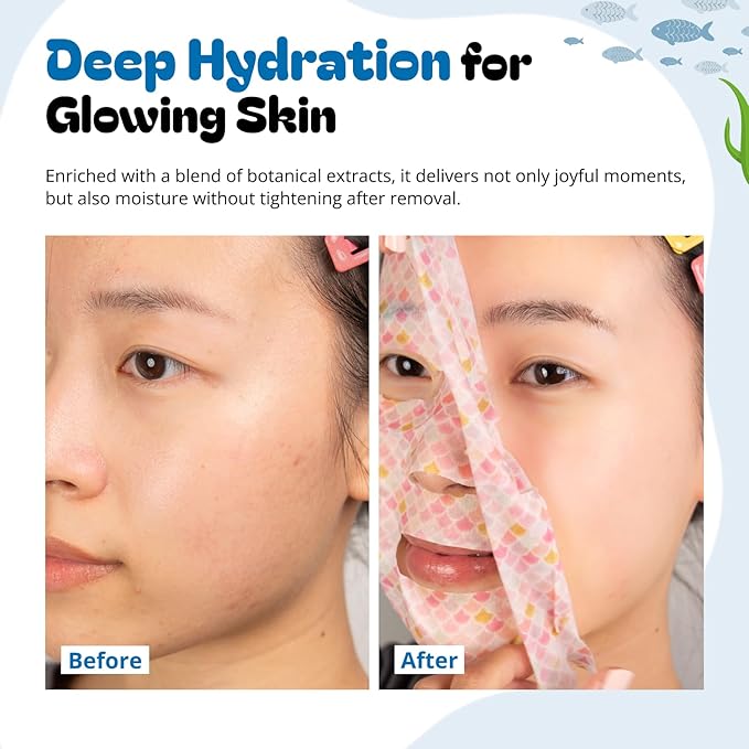 Epielle Character Face Mask Wave & Wild 12 Pack, Fun & Effective Korean Skin Care, Spa Party Favors, Birthday Gifts for Women, Self Care Gifts