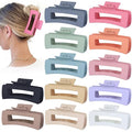Sisiaipu 4.1 Inch Jumbo Hair Clips - 12 Pcs Colorful Square Jaw Clips for Thick Hair, Women and Girls Hair Accessories