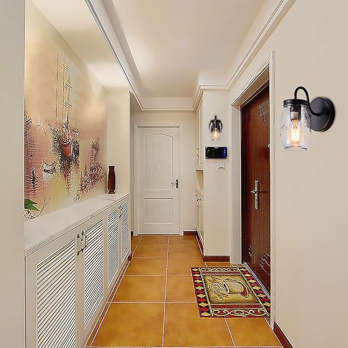 Sconces Wall Lighting, Retro Wall Sconces Set of Two, Black Vanity Lights Bathroom Sconces Wall Decor, Hallway Wall Sconces Farmhouse Wall Lamp