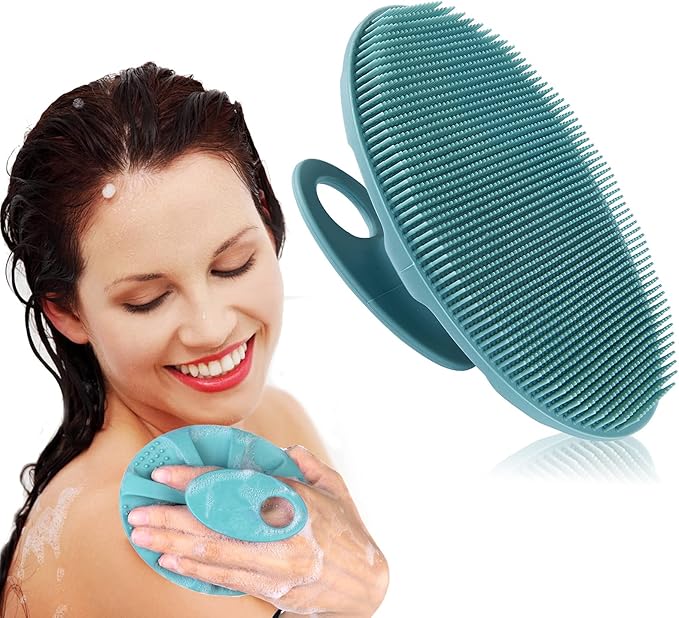 INNERNEED Silicone Body Cleansing Brush Exfoliating Scrubber, DGreen+Purple