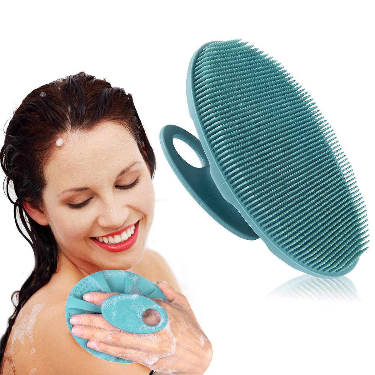 INNERNEED Silicone Body Cleansing Brush Exfoliating Scrubber, Dark Green