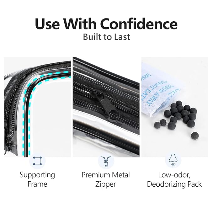 PACKISM TSA Approved Toiletry Bag - Clear Makeup Bag for Travel, Black