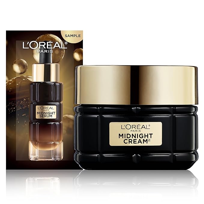 L'Oreal Paris Age Perfect Anti-Aging Midnight Cream, Face Moisturizer with Shea Butter to Reduce Wrinkles and Firm Skin, 1.7oz + Serum Sample