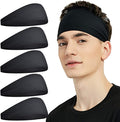 Pilamor Sports Headbands for Men (5 Pack),Moisture Wicking Workout Headband,Sweatband Running,Cycling,Football,Yoga,Hairband Women and Men(black5)
