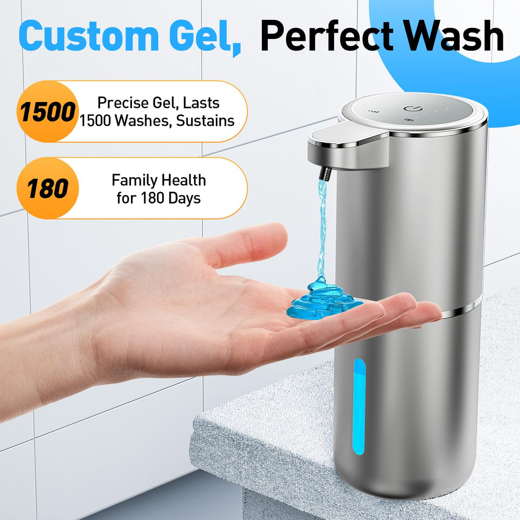 Fantictas Automatic Soap Dispenser Touchless Automatic Liquid Soap Dispenser 4 Adjustable 1500mAh Soap Dispensing Levels Wall Mount for Kitchen and Bathroom