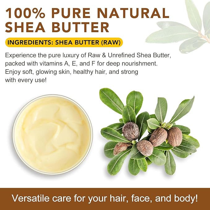Shea Butter Raw, Pure Natural Shea Butter for Face & Body with Vitamin A, E and F, Hand Cream, Long-Lasting Hydration & Deeply Moisturizing for Dry, Cracked Skin, SkinCare, Keeps Skin Healthy 7.8 oz