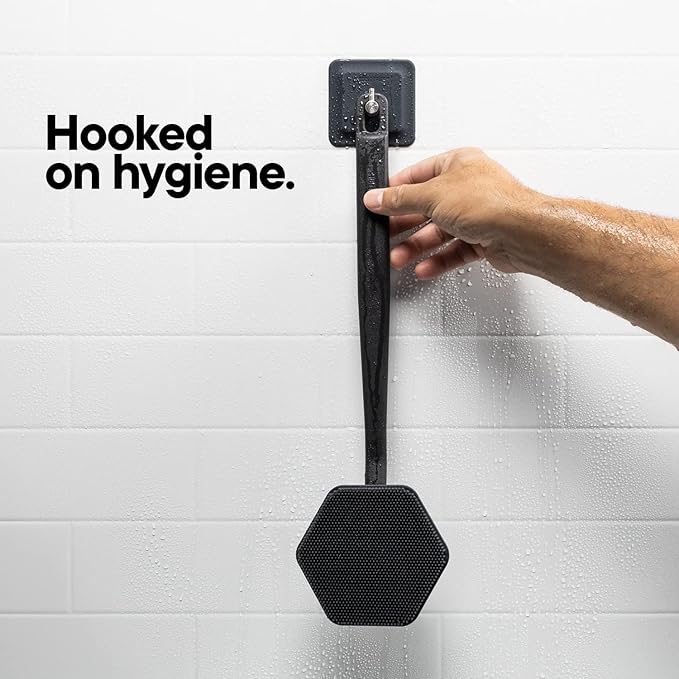 TOOLETRIES Silicone Back Scrubber for Shower with Hook - Charcoal