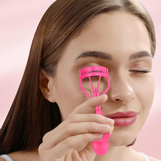 ODELY Eyelash Curler with Pads, Lash Curler 2 Pcs with 10 Extra Silicone Replacement Pads, Comfortable Grip for Effortless Curling – Eyelashes for The Perfect Eye Contour (Light Pink)