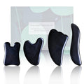 Rena Chris Guasha Massage Tool, 4 pcs Gua Sha Facial Tool, Guasha Board for SPA Acupuncture Therapy Trigger Point Treatment, Gua Sha Scraping Massage Tool (Black)