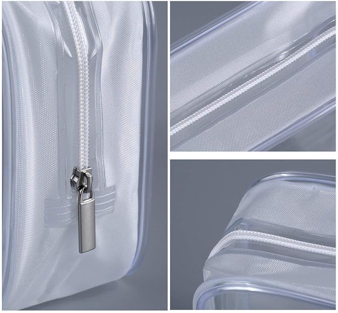 BEFORYOU 6 Pack Clear Toiletry Carry Pouch, White, Small TSA Approved