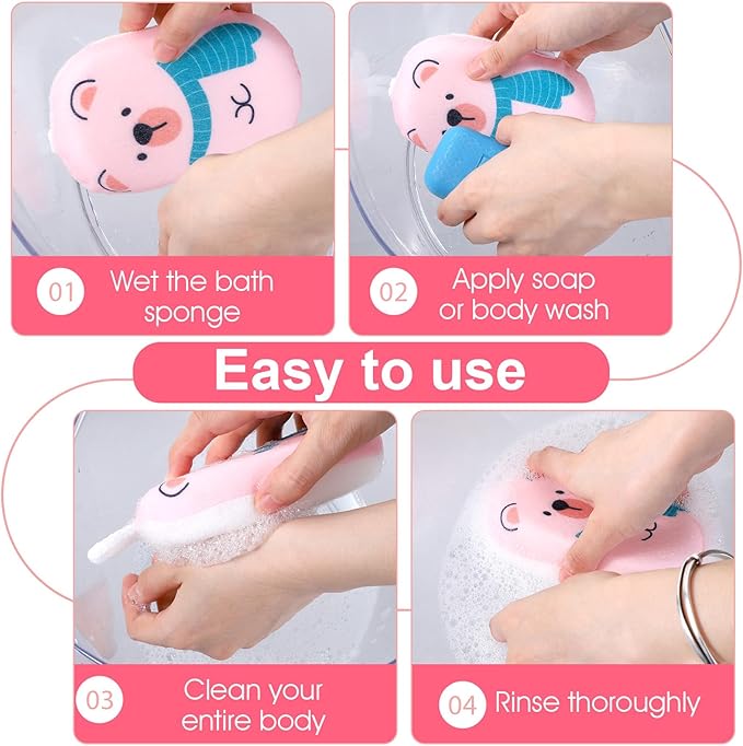 4 Pcs Baby Bath Sponge, Multicolored-Bath Loofah Sponge Bath Sponges for Kids Babys Absorbent Shower Sponges Soft Baby Spongess for Bathing