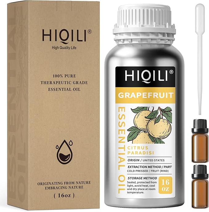 HIQILI Grapefruit Essential Oil for Skin Care, Diffuser & DIY