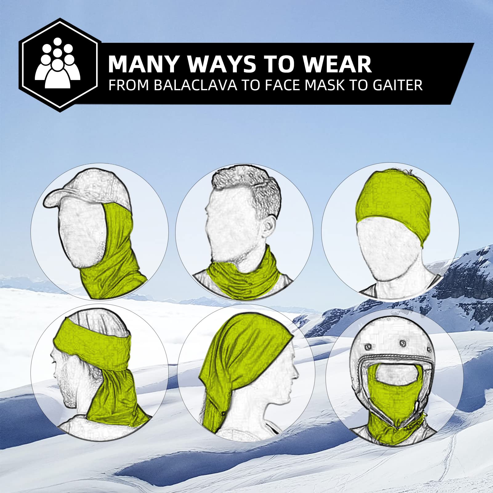 ROCKBROS Cold Weather Balaclava Ski Mask for Men Windproof Thermal Winter Scarf Mask Women Neck Warmer Hood for Cycling Green