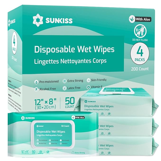 SUNKISS TrustPlus Adult Wet Wipes, Extra Large 8"x12", 800Ct