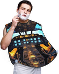 YQxwJL Airplane Cockpit Print Beard Bib Shaving Apron, Beard Hair Trimming Cape Gift For Dad