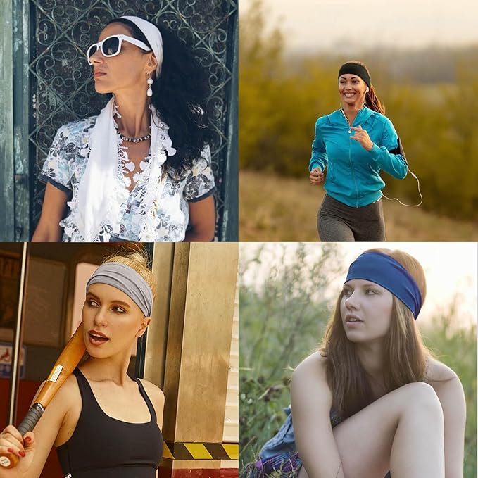 DRESHOW Yoga Sports Headbands for Women Elastic Non-Slip Headbands Workout Running Hair Bands 6 Pack