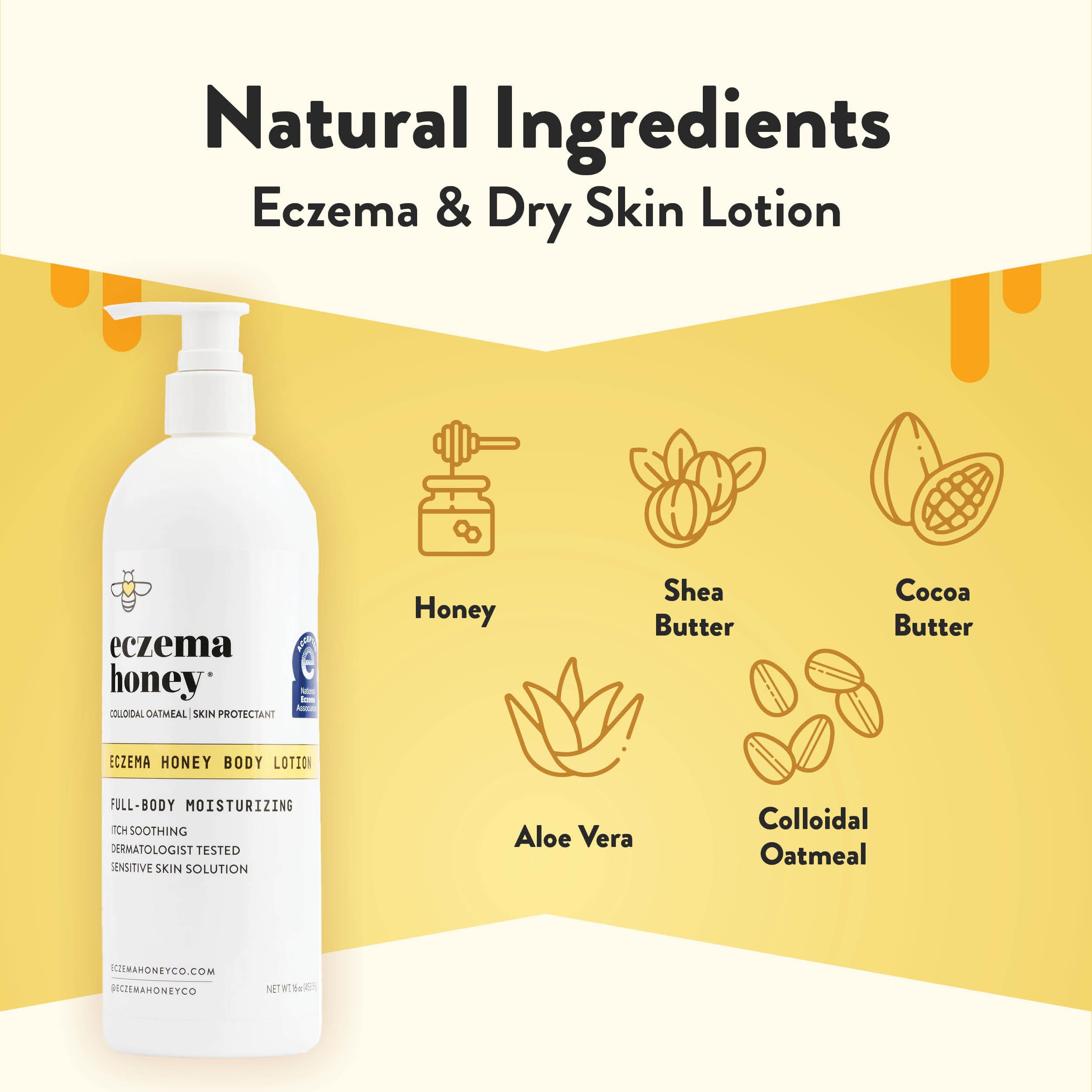 ECZEMA HONEY Oatmeal Body Lotion, Natural Dry Skin Repair (16 Oz)