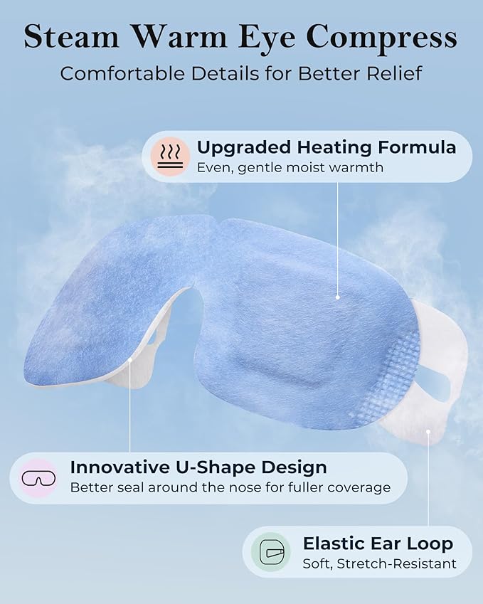 FACEMOON 16 Pack Steam Eye Mask for Dry Eyes: Self-Heating Warm Compress for Stye Relief & Digital Eye Strain, FSA&HSA Eligible, Travel & Spa Essential, Disposable, Self-Care Gift, Unscented