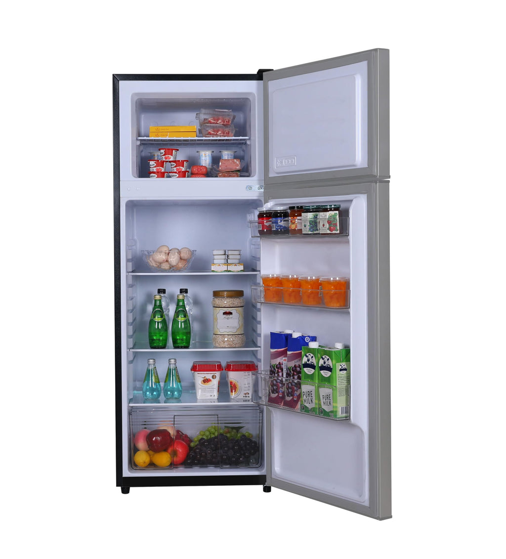 Frigidaire, 2 Door Apartment Size Refrigerator with Freezer, 7.5 cu ft, Adjustable Spill-Proof Shelves, Crisper Bins, Platinum Silver, Garage Ready