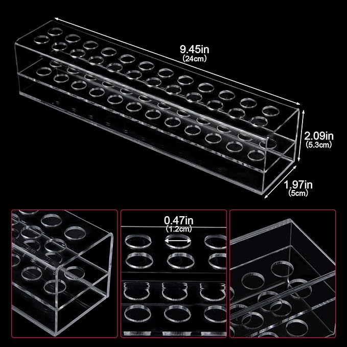 Wiojtry Nail Art Tool Organizer, Nail Brush Holder, Nail Technician Gifts, Storage for Storing Pro Beauty Finger Nailcare Art Kit Tools Makeup Display Case Refillable Container Holder Organization