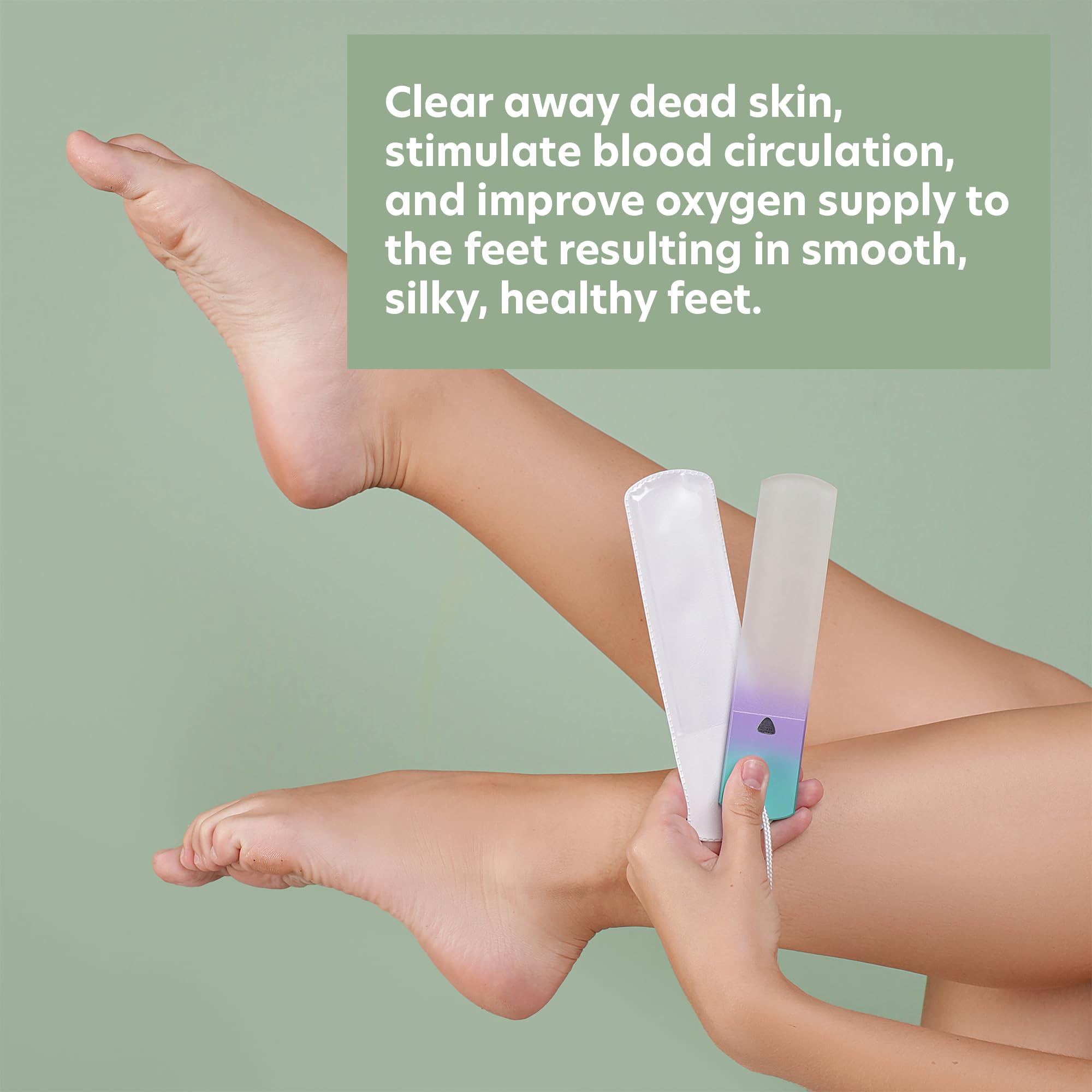 Bona Fide Beauty Czech Glass Foot Callus Remover with Sleeve, Sea Spritz