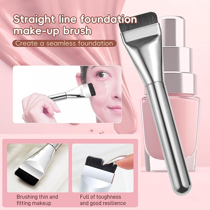 KissDate Makeup Mixing Palette with Foundation Brush for Liquid Makeup and Korean Makeup Spatula, Stainless Steel Makeup Palette Tray Mixer Nail Art Palette Mixing Tray