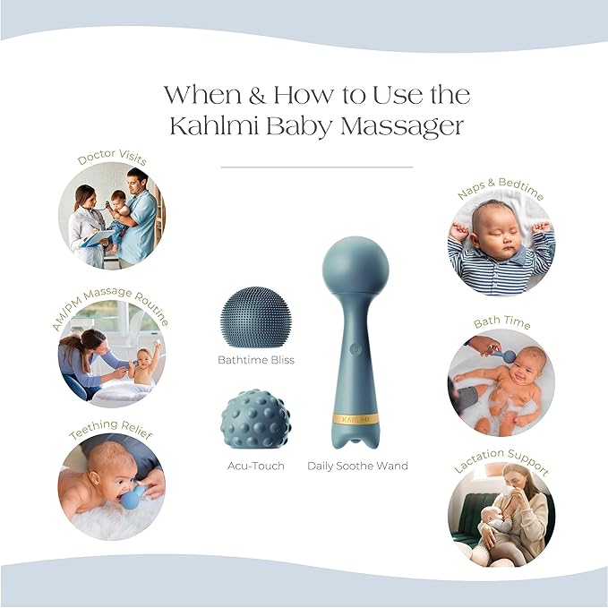 KAHLMI Baby Massager for Constipation, Gas Relief, Colic Calm, and Sleep Aid, Edible-Grade Silicone Soother Approved by Pediatric Experts for Newborn to Toddler, Gift
