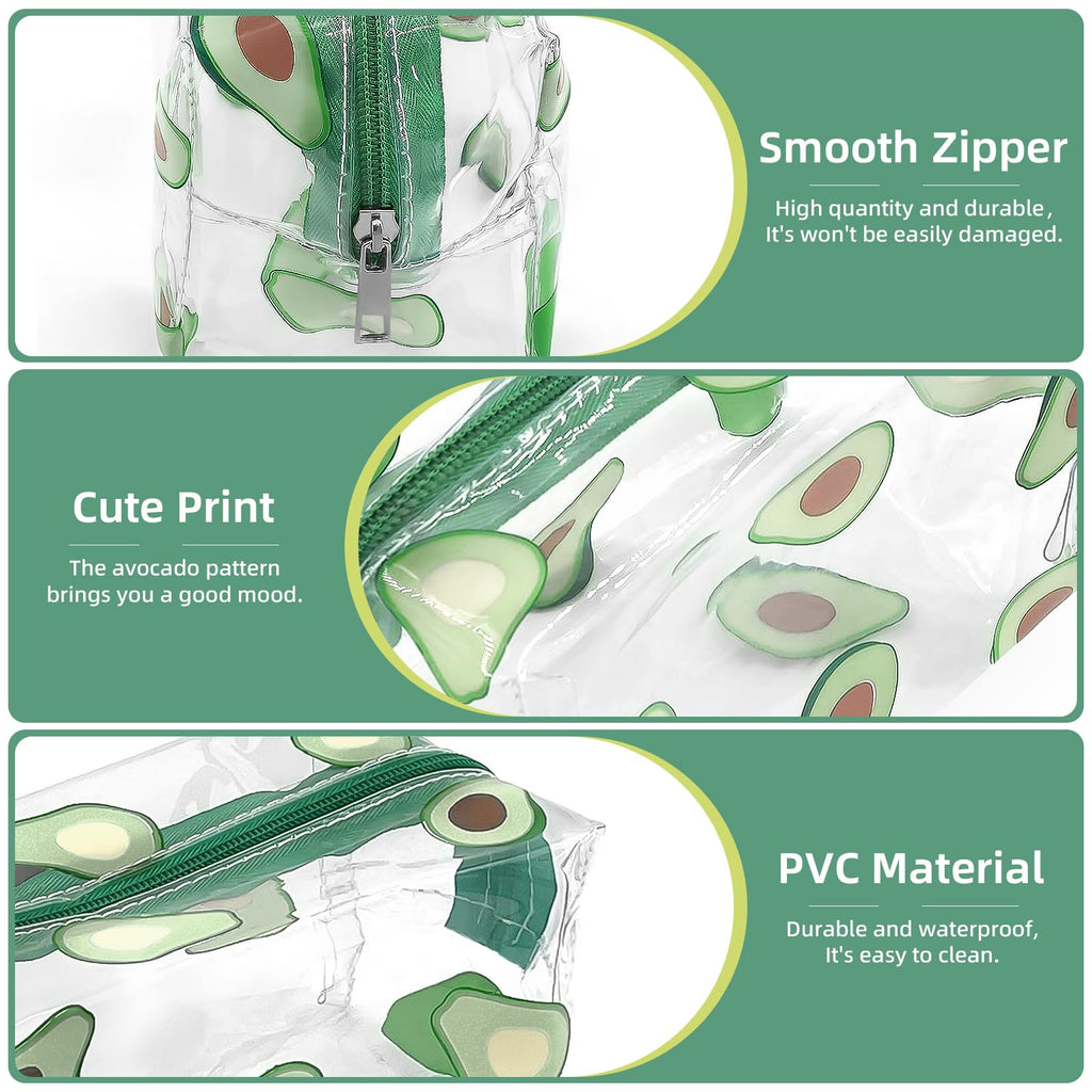 CarryEpic Clear Makeup Bag, Small Clear Toiletry Bag for Travel, Cosmetic Makeup Organizer Bags with Zipper, Plastic PVC Pouch Transparent Zip for Purse Reusable TSA Approved Quart Size (Avocado)