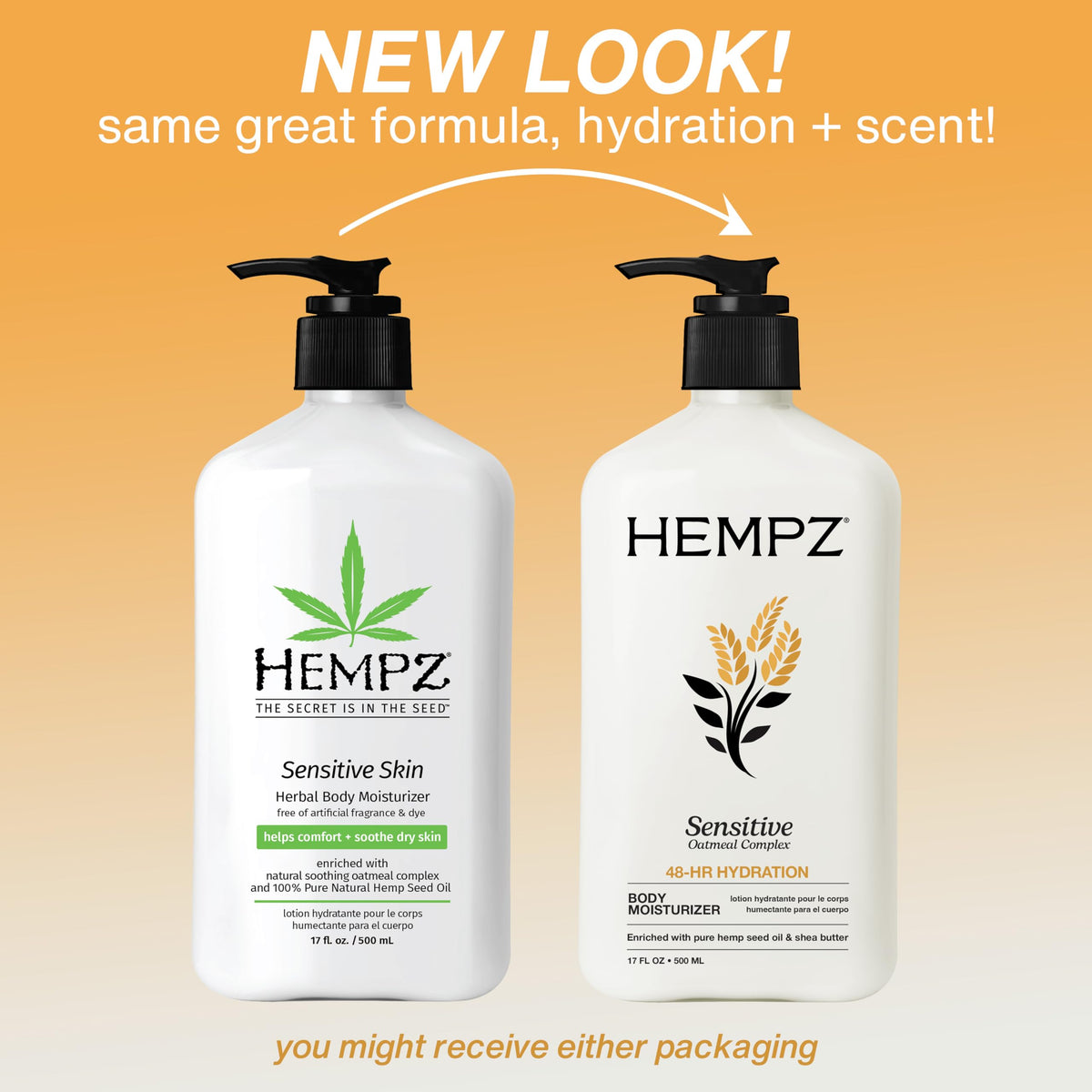 Hempz Sensitive Skin Herbal Moisturizer: Soothing Lotion, 17 Fl Oz