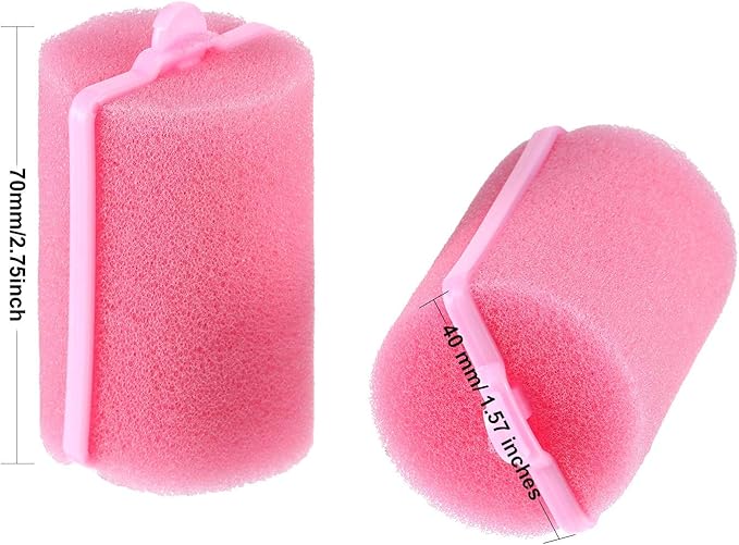 Geyoga 18 Pieces Sponge Hair Rollers Large Soft Foam Hair Styling Curlers Large Size Hairdressing Curlers for Women(Pink,1.6 x 2.8 Inches)