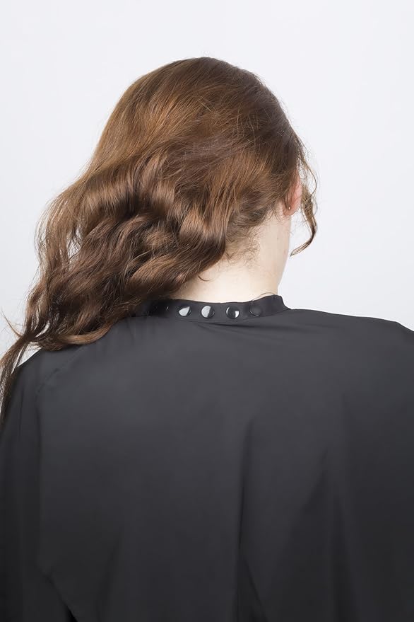 Large Hair Cutting Cape Water Resistant Salon Cape Snap Closure (Black)