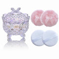 Qopoto 5 Pieces Large Body Powder Puff and Powder Container, Crystal Case for Dust Puff, Powder applicator with Box for Face and Body (Glitter, Butterfly)