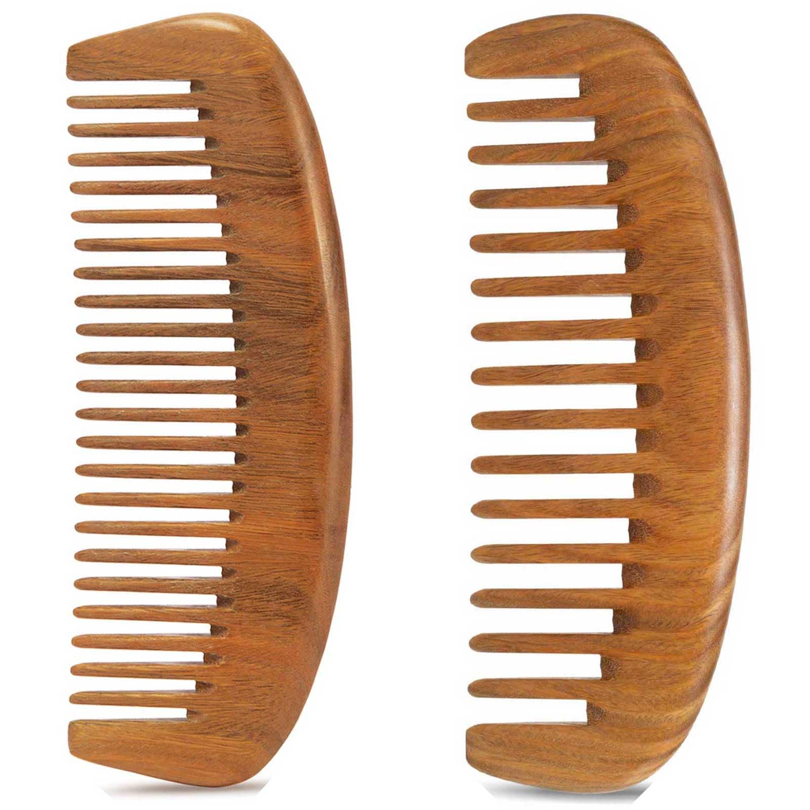 Moreinday 2 Pack Wooden Comb, Beard Comb for Men, Hair Combs for Women