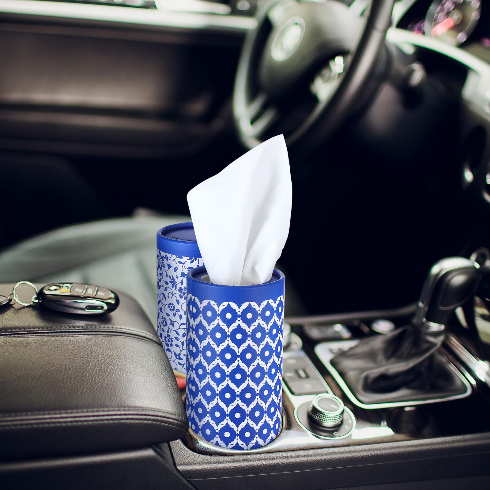 Fourluoo 12 Pack Car Tissue Cylinder Holder Bulk with 3 Ply Facial Tissues, Round Napkin Holders for Car Cup Holder Cylinder Travel Paper Tubes Bulk Round Napkin Boxes Packs(Novel Style)