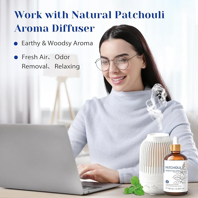 HIQILI Patchouli Essential Oil for Diffuser,Skin Care&Hair Nourishment