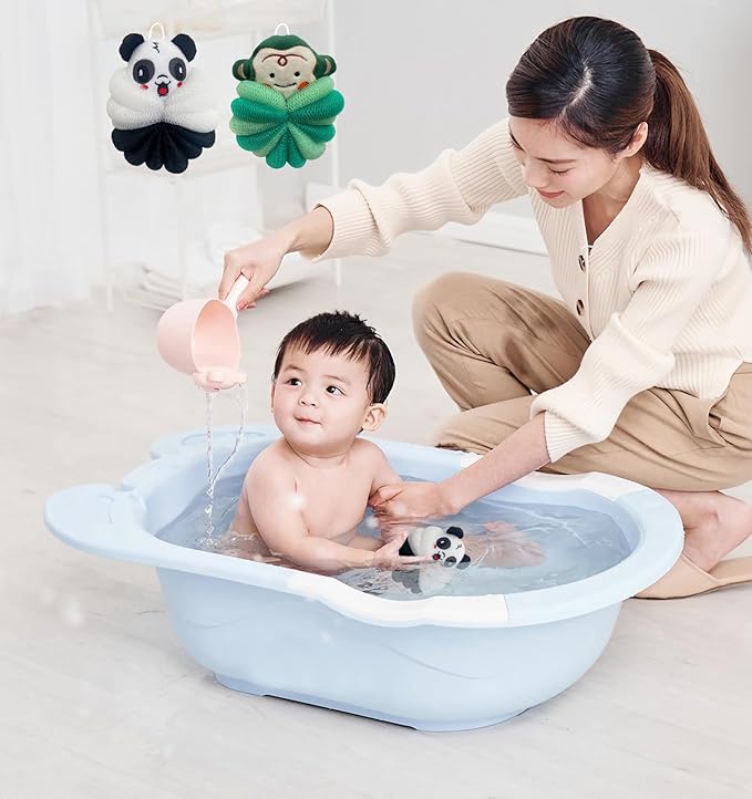 MURRI&MURRDI 2 Pcs Bath Loofahs for Kids, Soft Child Sponge for Shower Animal Body Scrubber for Kids Sponge for Bathing Cartoon Body Loofah Exfoliating Bathing Scrubber 55g (2 Cartoon A)