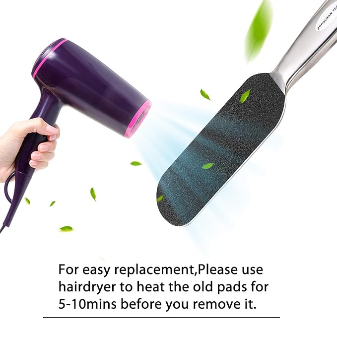Stainless Steel Pedi File Refill, 100 Grit, Black - Pedicure Refill Pads - Foot Rasp Pad with Removable Glue,Size 5.2" L x 1.7" W