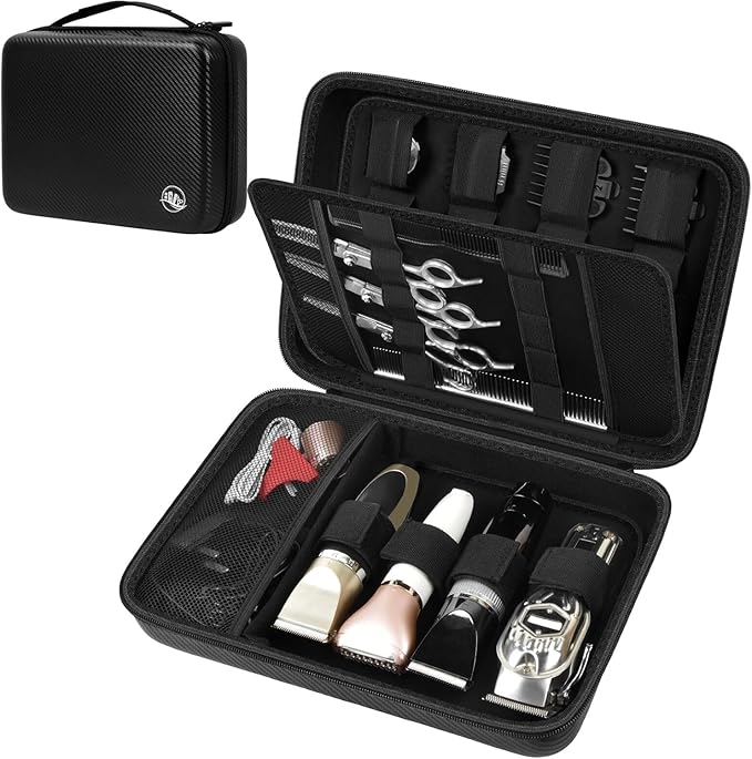 Boobowl Hard Travel Case for Hair Clippers, Barber Tool Organizer - Black