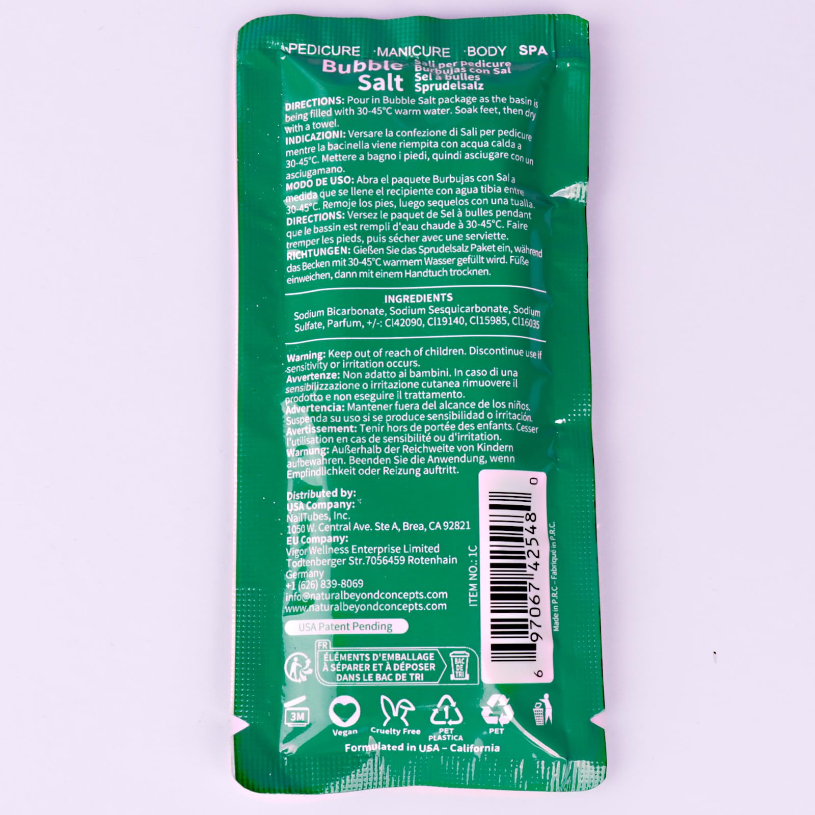 nbc BeautiLab Pedicure Kit Foot Soak Set: Bubble Salt, Sugar Scrub, Massage Mask, Massage Lotion in a Box, 4 Step Foot Spa Kit for Dry Feet,Tired Feet（3 Set Green tea)