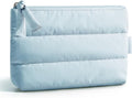 BAGSMART Small Makeup Bag, Puffy Portable Cosmetic Pouch with Charm Zipper, Water-Resistant Travel Organizer for Women (Baby Blue, Small)