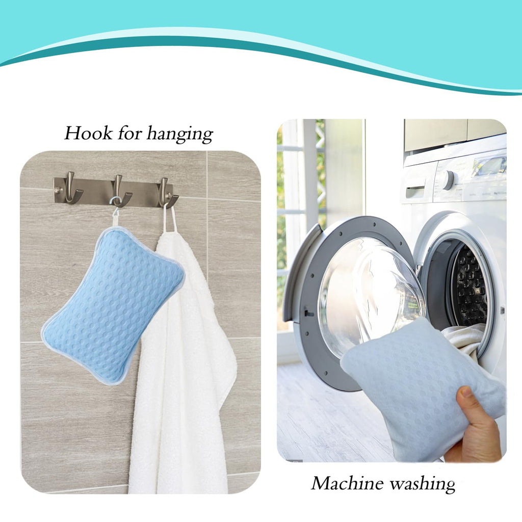 Bath Pillows for tub,Home Spa Pillows for Bathtub, Hot Tub,Head and Neck Support with 2 Strong Suction Cups,New Blue