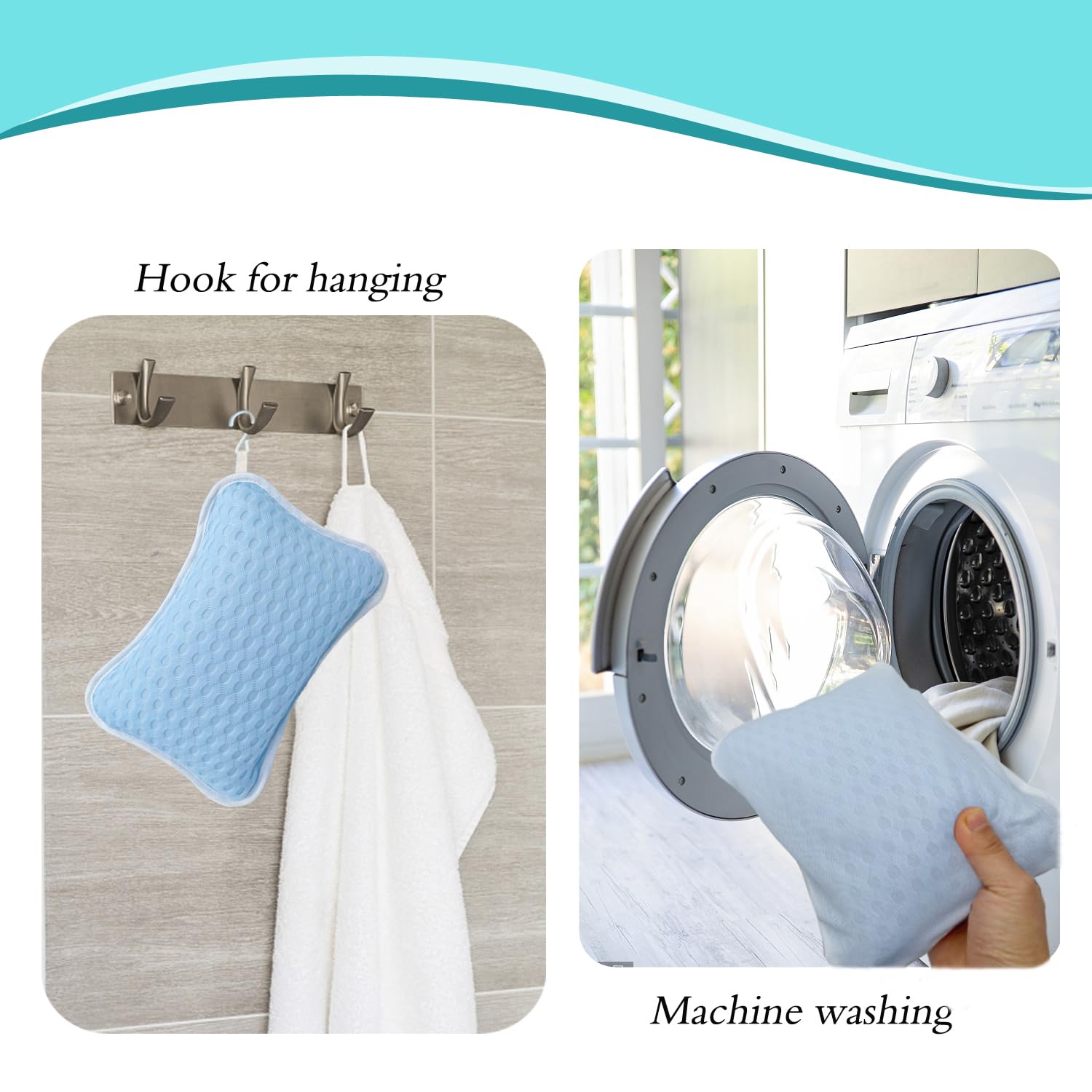 Bath Pillows for tub,Home Spa Pillows for Bathtub, Hot Tub,Head and Neck Support with 2 Strong Suction Cups,New Blue