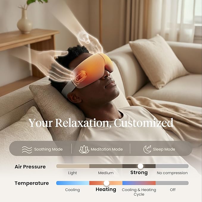 BOB AND BRAD EYEFLOW Eye Massager with Heat & Cooling,FSA Eligible & HSA - Semiconductor Cold Compress Eye Mask for Migraines & Dry Eyes, Heated Temple Massager, Fathers Day Dad Gifts for Men