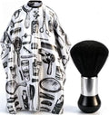 Borogo Professional Hair Cutting Cape with Neck Duster Brush, Salon Barber Cape, Hairdressing Accessories (White Floral Print)