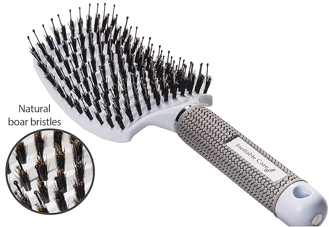 Boar Bristle Hair Brush set – Curved and Vented for Wet and Dry Detangling Hair Brush for Women Long, Thick, Thin, Curly & Tangled Hair Vent Brush - Stocking Stuffers Gift kit