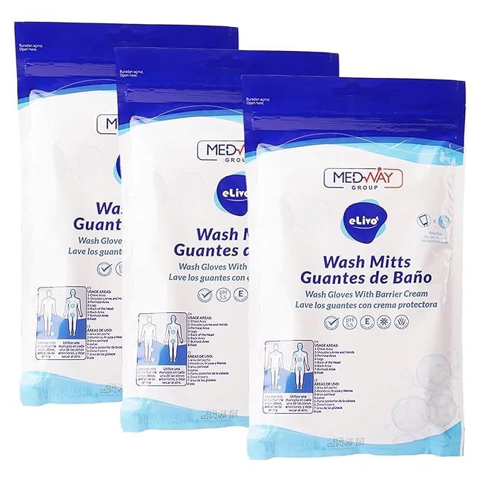 MedVance Fragranced Large Wash Mitts - Rinse Free Wash Cloths - Pack of 24