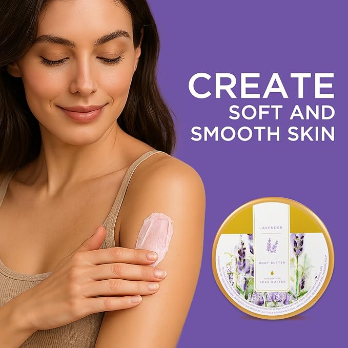 Princess Belle Lavender Body Butter for Women and Men Dry Skin, Shea Body Butter for Body Moisturizer, Smell Goods, Deep Moisturizing and Softening-200ml(6.8 floz)